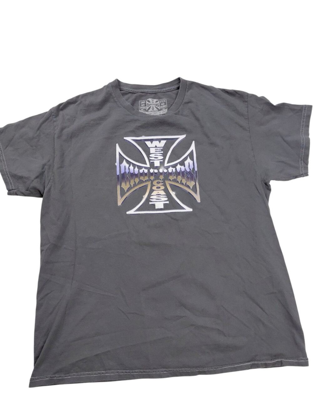 West Coast Choppers Jesse James Men's Size Medium Gray Double-Sided Graphic Tee